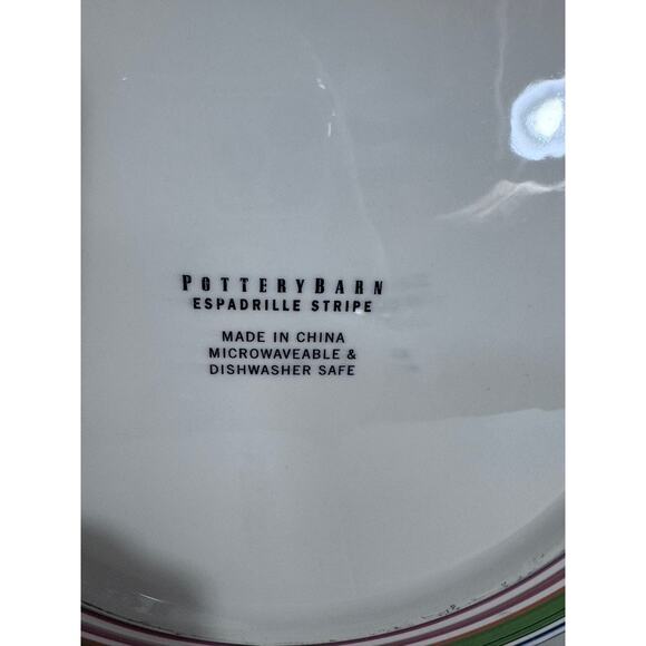 "Pottery Barn" Espadrille Stripes 3- Striped Plates SOLD SEPARATELY! 11" Approx. - Picture 3 of 7